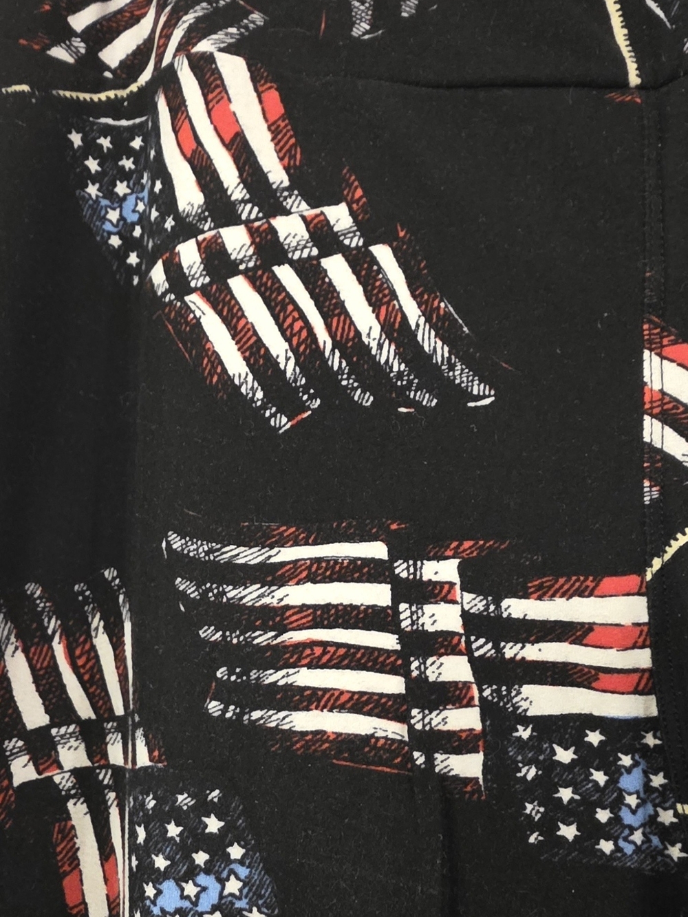 LuLaRoe Patriotic (American Flag) Black Leggings (Tall And Curvy) - Picture 2 of 4